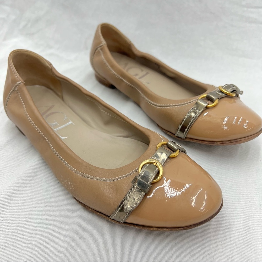 AGL MADE IN Italy Nude leather ballet flats 37.5